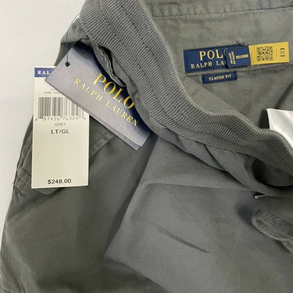 NEW POLO RALPH LAUREN CARGO PANTS CLASSIC FIT PULL ON ELASTIC WAIST GRAY - Picture 5 of 5